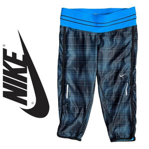 🛍️3/$40 Nike Running  Capri Dri Fit Plaid Capri Blue Size XS